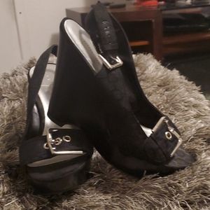 Nine west black wedges